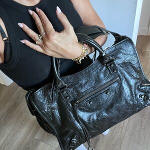 Balenciaga Black Tote Bag with Glossy Finish